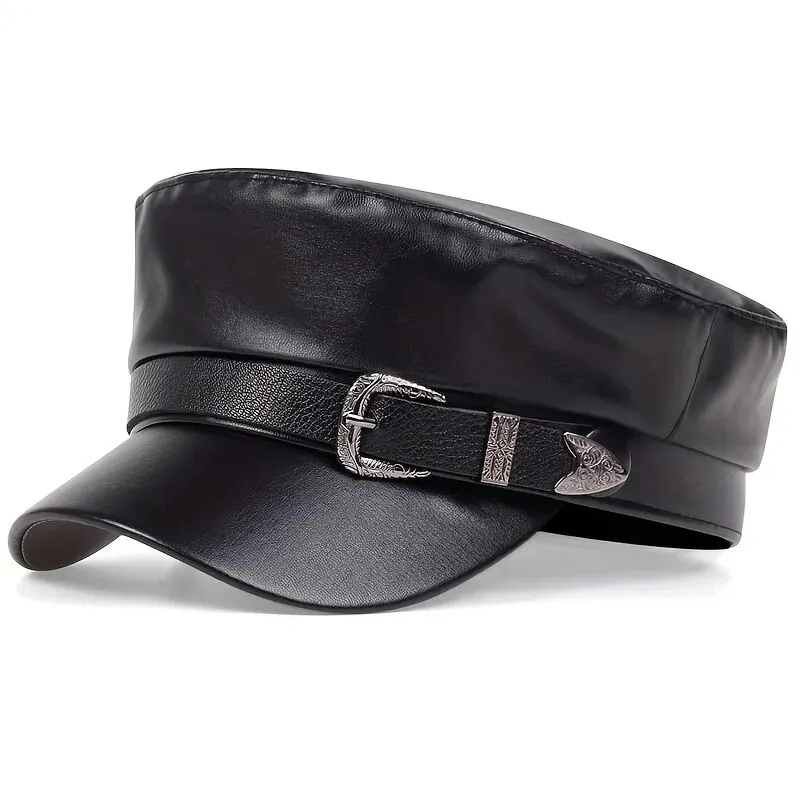 Snapback Hat Flat - Модные женские кожаные шляпы с большой