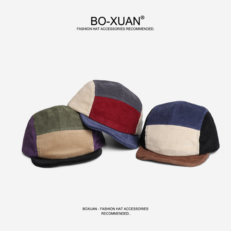 Corduroy Cap 5 Panel - Ретро-бейсболка из вельвета с коротким козырьком,