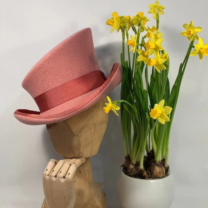 Fedora Hat Wool - Шерстяной фетровый цилиндр с синей лентой,