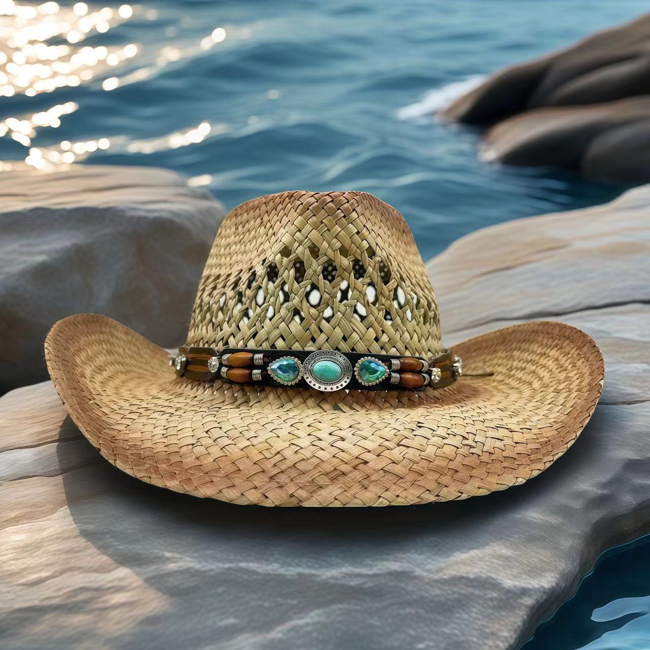 Cowboy Hat Straw - Соломенная шляпа с кристаллами в ковбойском