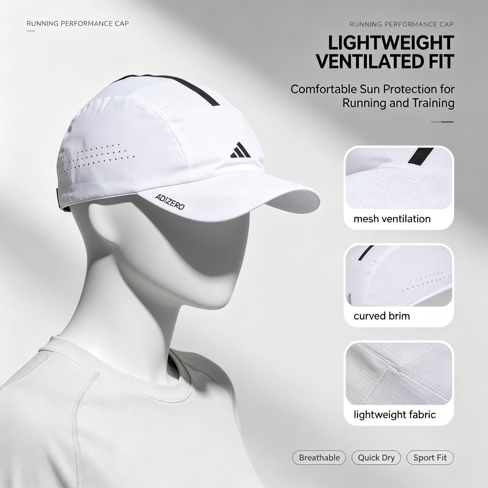 Белая бейсболка Adidas для бег – обзор и цена Running Cap Lightweight
