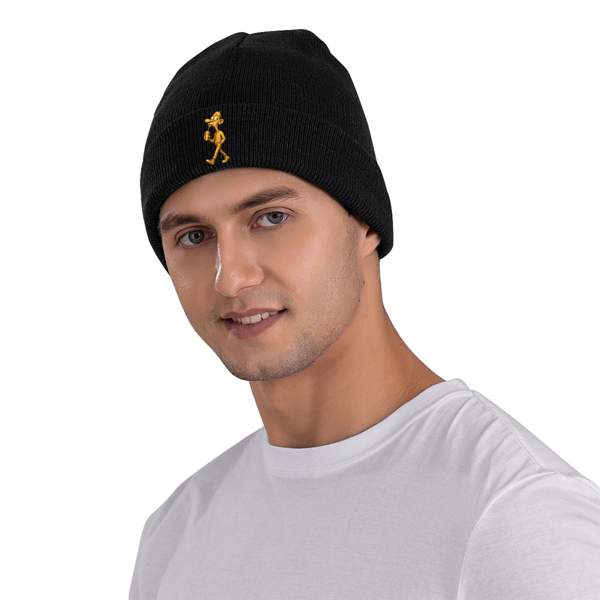 Золотая шапка-бини с мемом Nee – обзор и цена Beanie Cuffed Knit
