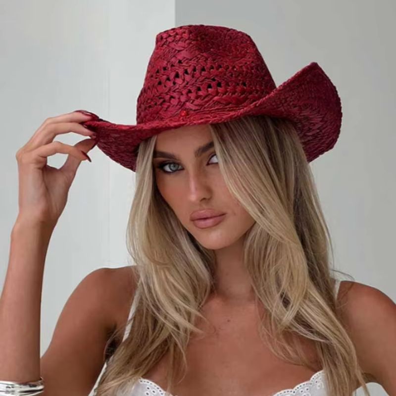 Ковбойская шляпа, красная летн – обзор и цена Cowboy Hat Straw
